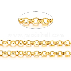 Brass Rolo Chains, Belcher Chains, Soldered, Long-Lasting Plated, with Spool, Cadmium Free & Nickel Free & Lead Free, Golden, 3.5x1mm, about 16.4 Feet(5m)/roll