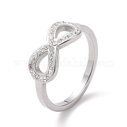 Anello da dito infinito con strass di cristallo, 304 gioiello in acciaio inossidabile per donna, colore acciaio inossidabile, misura degli stati uniti 7 (17.3mm)