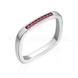304 anello da dito in acciaio inossidabile con strass, rettangolo, siam indiano, larghezza: 3 mm