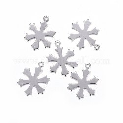 201 Stainless Steel Pendants, Snowflake, Stainless Steel Color, 19x14.5x0.7mm, Hole: 1.4mm