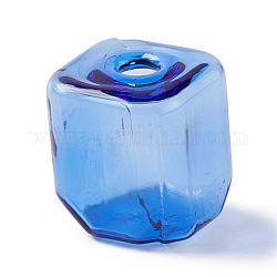 Выдувные стеклянные бутылки ручной работы, для изготовления подвесок из стеклянных флаконов, квадратный, королевский синий, 16~16.5x14~15x14~14.5 мм, отверстие : 3.5~6 мм