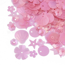 Ornament Zubehör, PVC-Kunststoff paillette / Pailletten Perlen, matt, Mischformen, neon rosa , 3~13.5x3~13.5x0.2 mm, Bohrung: 0.9~1.5 mm