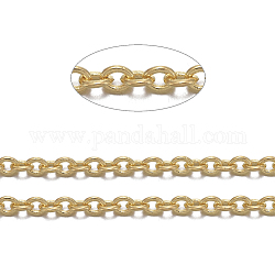 Brass Cable Chains, Soldered, with Spool, Oval, Cadmium Free & Nickel Free & Lead Free, Long-Lasting Plated, Golden, 2x1.5x0.35mm, about 301.83 Feet(92m)/roll
