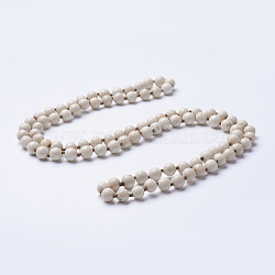 Colliers perlés en bois pétrifié naturel, ronde, 36 pouce (91.44 cm)