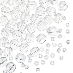 Brins de perles de quartz synthétique olycraft 1 brin, avec des perles de rocaille, facette, polygone, 7x7mm, Trou: 1.2mm