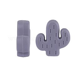 20 pz perline focali in silicone ecologico per uso alimentare di cactus, masticare perline per i denti, fare collane fai-da-te fai-da-te, grigio scuro, 29x23x8mm, Foro: 2 mm