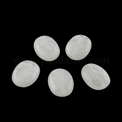 Perles acryliques ovales d'imitation pierre précieuse, blanc, 19x15x7mm, Trou: 2mm, environ 330 pcs/500 g