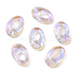 Anelli di collegamento in vetro placcato, anello cosmico di cristallo, anello prisma, sfaccettato, ovale, chiaro, 19.5x13x4mm, diametro interno: 5x9.5mm