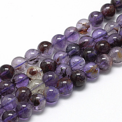 Naturale perle di quarzo rutilato fili, tondo, 8mm, Foro: 1 mm, circa 45~48pcs/filo, 15.7 pollice