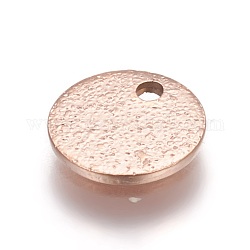 Ионное покрытие (ip) 304 текстурированные подвески из нержавеющей стали, плоско-круглые, розовое золото , 8x1 мм, отверстие : 1.2 мм