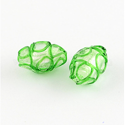 Manuell Murano Glas Perlen, Oval, lime green, 16x11 mm, Bohrung: 1.4~1.6 mm