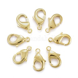 Brass Lobster Claw Clasps, Parrot Trigger Clasps, Nickel Free, Golden, about 15mm long, 8mm wide, 3mm thick, hole: 2mm