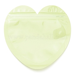 Sacchetti con chiusura a zip yinyang in plastica a forma di cuore, buste autosigillanti superiori, giallo verde, 10x10x0.15cm, spessore unilaterale: 2.5 mil (0.065 mm)