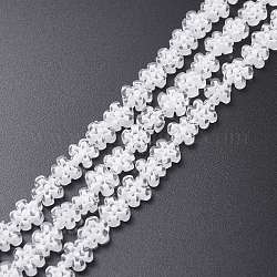 Chapelets de perle de millefiori en verre manuelles, fleur, blanc, 7.5~9x3mm, Trou: 1mm, Environ 55~57 pcs/chapelet, 15.55 pouce ~ 15.94 pouces (39.5 cm ~ 40.5 cm)
