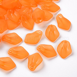 Прозрачные матовые акриловые подвески, Petaline, оранжевые, 24x17x4 мм, отверстие : 1.8 мм