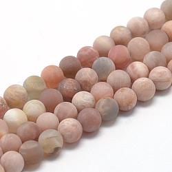 Chapelets de perles de sunstone naturelle naturelles, mat, ronde, 4mm, Trou: 1mm, Environ 84~90 pcs/chapelet, 15.1 pouce