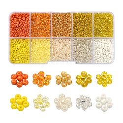 8500pcs 10 perles de rocaille en verre de style, ronde, 12/0, jaune, 1.5~2.5mm, Trou: 0.5~1mm, 13g, 850 pièces / style, 8500 pcs / boîte