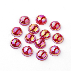 Cabochons acryliques, de couleur plaquée ab , demi-rond, rouge, 6x3mm