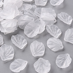 Pendentifs acryliques mats transparents, Pétalin, blanc, 19.5x16.5x4mm, Trou: 1.5mm