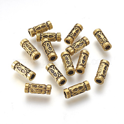 Tibetischen Stil Legierung Rohr Perlen, cadmiumfrei und bleifrei, Antik Golden, 13x5 mm, Bohrung: 2.5 mm