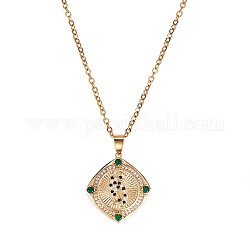 Collier pendentif rotatif léopard vert zircone cubique, bijoux anti-stress en laiton pour femmes, or, 19.29 pouce (49 cm)