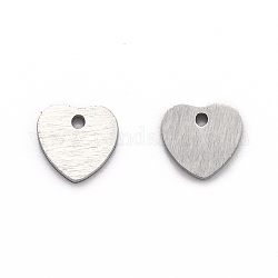 304 Stainless Steel Pendants, Stamping Blank Tag, Laser Cut, Double Side Drawbench Effect, Heart, Stainless Steel Color, 5.5x6x1mm, Hole: 1.8mm