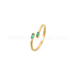 Золотое кольцо-манжета из нержавеющей стали, со стеклом, прямоугольные, средний морской зеленый, внутренний диаметр: 20 мм