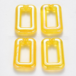 Прозрачные акриловые связывая кольца, разъемы для быстрой связи, для изготовления ювелирных цепочек, с покрытием AB цвета, Стиль имитация драгоценных камней, прямоугольные, желтые, 30x20x6.5 мм, внутренний диаметр: 18x8 мм