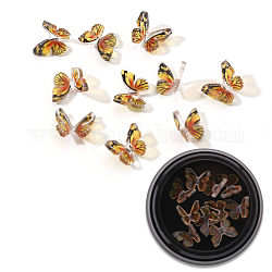 3d cabujones de resina, clavos de arte de uñas, accesorios de la decoración del arte del clavo, mariposa, oro, 7.5x7~8x2~3mm, 10 unidades / caja