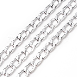 Оксидированные алюминиевые бордюрные цепи, несварные, с катушкой, овальные, серебряные, 16x11x2.8 мм