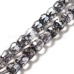 Electroplate Transparent Glass Beads Strand, AB Color Plated, Faceted, Bell, Black, 8x8mm, Hole: 1.2mm, about 60pcs/strand, 18.11 inch(46cm)