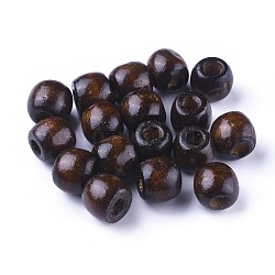 Perles en bois naturel teint, baril, sans plomb, brun, 11x12mm, Trou: 5~6mm