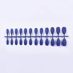 Unghie finte in plastica opaca tinta unita punte per unghie finte a copertura totale, pressa naturale di media lunghezza sulle unghie, blu scuro, 18~24x7~14mm, su 24 pc / insieme
