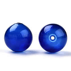 Perlien di vetro soffiato fatto a mano, tondo, blu, 20x20mm, Foro: 1.7~2 mm