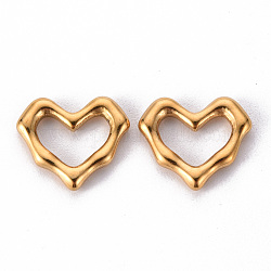 Anillos de enlace de 304 acero inoxidable, corazón, dorado, 13x15x2.5mm, diámetro interior: 5 mm