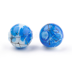 Chapelets de perles en verre peint brossé & cuisant, ronde, bleu, 6mm, Trou: 1mm, Environ 130 pcs/chapelet, 31.4 pouce