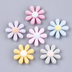 Flocky Resin Cabochons, Flower, Mixed Color, 23.5x7mm