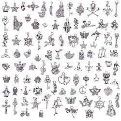 100 шт. Подвески из сплава в тибетском стиле, для ювелирных изделий ожерелье браслет серьги изготовление ремесел, разнообразные, античное серебро, 8 · 18x8~22 мм