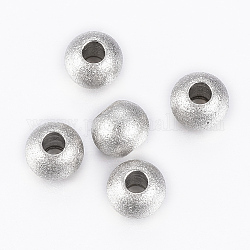202 perline strutturate in acciaio inossidabile, rondelle, colore acciaio inossidabile, 6x5mm, Foro: 2 mm