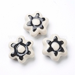 Perles de fleur en porcelaine faites à la main, blanc, 15.5~17x15.5~17x7~7.5mm, Trou: 2mm, Environ 20 pcs/chapelet, 11.42 pouce (29 cm)