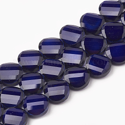Fili di perline di vetro opaco tinta unita, sfaccettato, rotondo e piatto, ritorto, blu ardesia, 14x6.5mm, Foro: 1 mm, circa 25pcs/filo, 113.77 pollice (35 cm)