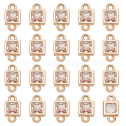 Unicraftale quadratische Verbindungsanhänger aus Messing mit Zirkonia, Licht Gold, 8x4x2 mm, Bohrung: 1 mm
