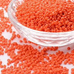 Perles de rocaille en verre, rouge-orange, 12/0, 1.5~2mm, Trou: 0.5~1mm, environ 30000 pcs / sachet 