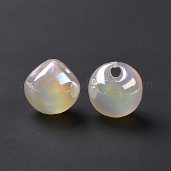 Abalorios acrílicos opacos, Perlas perforadas en la parte superior plateadas de color ab, redondo, crema, 16x16x16mm, agujero: 4 mm