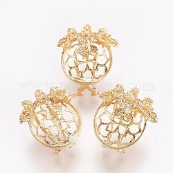 Brass Stud Earrings, Nickel Free, Flower, Real 18K Gold Plated, 21x20.5x9mm, Tray: 15mm, Pin: 0.7mm