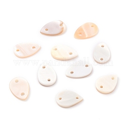 Natural Freshwater Shell Links, Teardrop, 12.5~13.5x8.5~9.5x1.5~2mm, Hole: 1.5mm