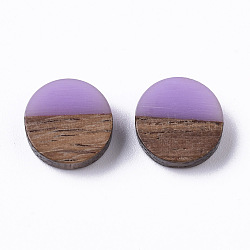 Harz & Holz Cabochons, Flachrund, Orchidee, 10x2.5~4 mm