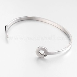304L Stainless Steel Cuff Bangles, Stainless Steel Color, 50x66mm, 3~12mm