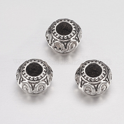 Perles européennes en alliage, Sans cadmium & sans nickel & sans plomb, rondelle, argent antique, 10x6.5~7mm, Trou: 3mm