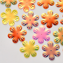 Accessori dell'ornamento, paillette / paillettes in plastica pvc, fiore, colore misto, 24x0.5mm, Foro: 1.2 mm, su 2000 pc / 500 g.